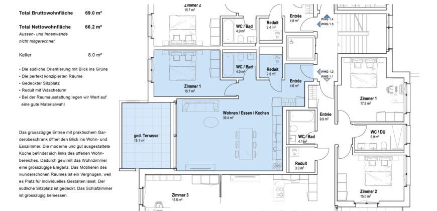 Casa Giardino | 2.5-Zimmer Wohnung 1.2 | 1. OG Süd