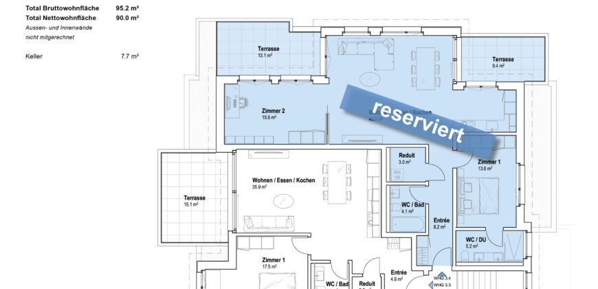 Casa Giardino | 3.5-Zimmer Attikawohnung 3.4 | Attika Südwest