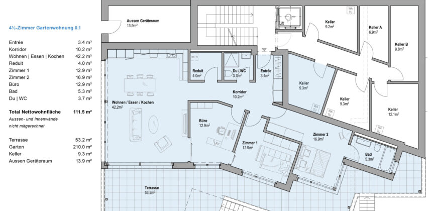 4.5 Zimmerwohnung 0.1 | Residenz Zentaur, Aarau