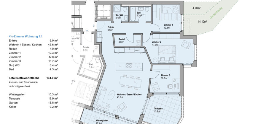 4.5 Zimmerwohnung 1.1 | Residenz Zentaur, Aarau