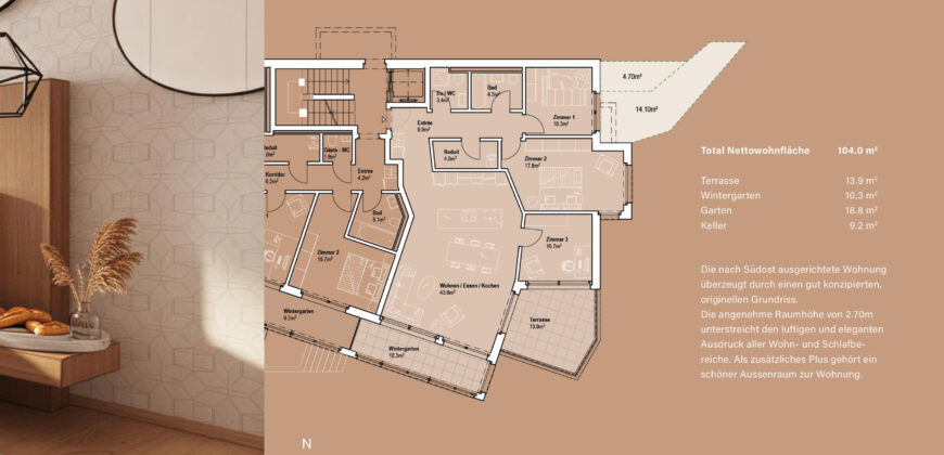 4.5 Zimmerwohnung 1.1 | Residenz Zentaur, Aarau